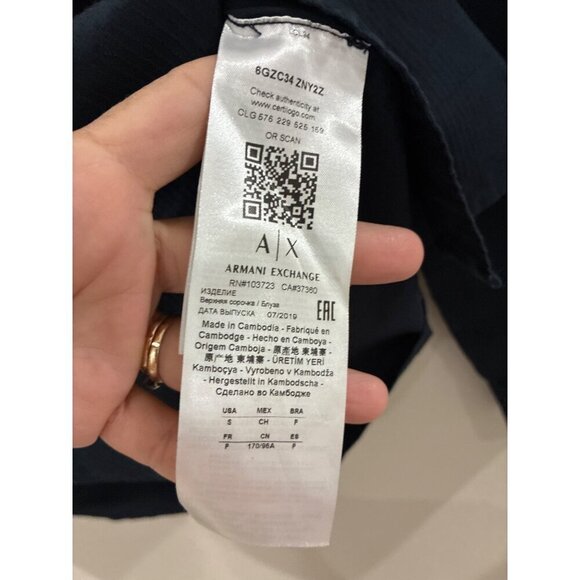 ARMANI EXCHANGE Shirt Mens LONG SLEEVE STRETCH SLIM FIT size small color black - Picture 5 of 9